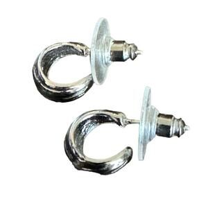 Small Metal Post Hoop Earrings .5" Diameter Gun Metal Grey